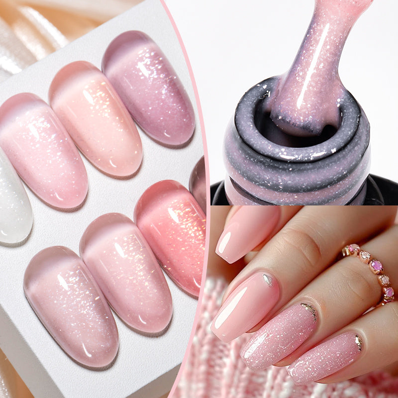 7ml Shimmering Nude Glitter Gel Nail Polish UV LED Soak Off Unscented
