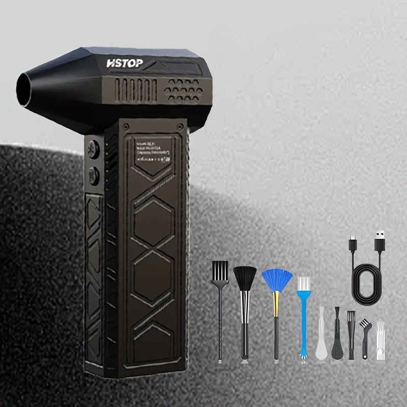 Gipertezlikda ishlaydigan qo'l bloveri, ichki chiroq bilan - USB orqali zaryadlanadigan, 10000mAh batareya, oshxonalarni, ochiq joylarni va hammomlarni tozalash uchun ko'p funksiyali jet fan.
