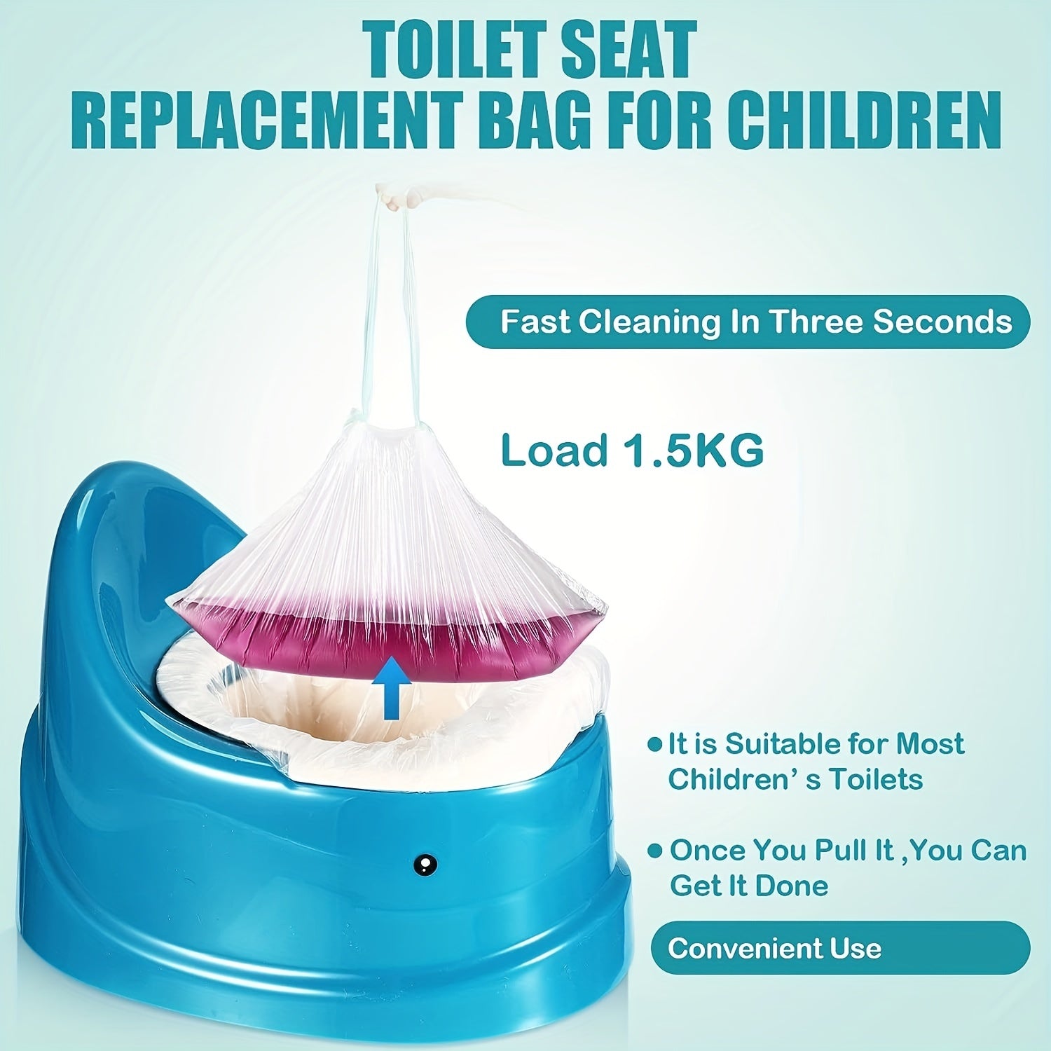 Potty Chair Liners Disposable Cleaning Bags 100 Pack 44x24 cm for Kids