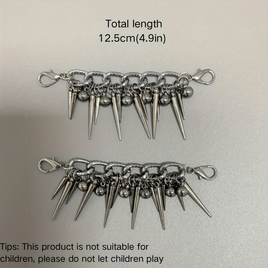 Unisex Aluminum Punk Style Metal Chain Spiked Shoe Decoration 2pcs