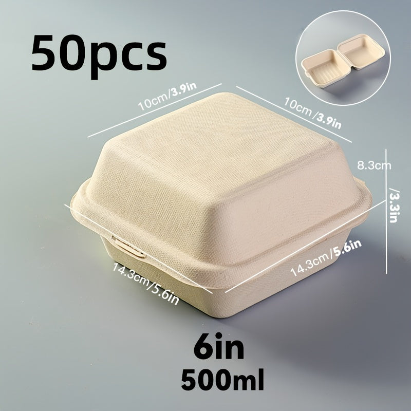 Ekologik toza bug'doy donasi qog'oz tushlik qutilari, 5, 15, 30, 50 ta, sendvichlar, salatlar va shirinliklar uchun