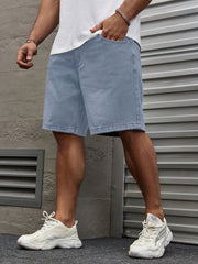 Men's Plus-Size Denim Shorts Casual Solid Cotton Polyester Woven Non-Stretch