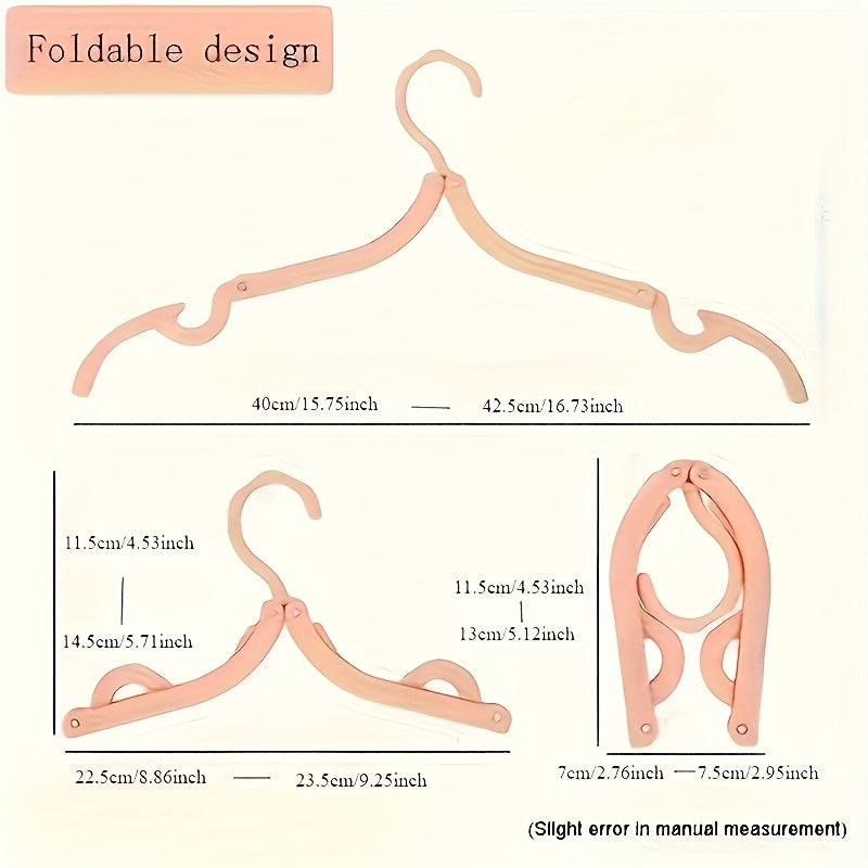 Set of 10 Heavy Duty Plastic Folding Hangers with Clips for Clothes and Accessories