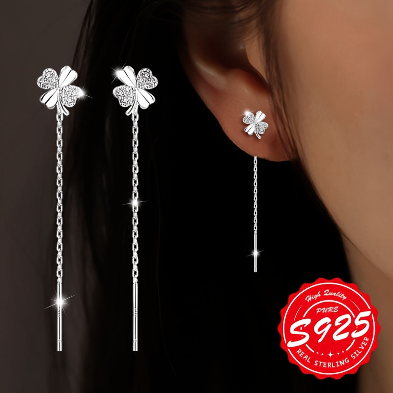 Ayollar uchun S925 sterling kumushdan tayyorlangan chiroyli va ko'p funksiyali to'rt yaproqli gullar bilaguzuklari. Ushbu nafis va oddiy bilaguzuklar har qanday tadbir uchun mukammal bo'lib, gippoallergenikdir, og'irligi esa faqat 1.81g.