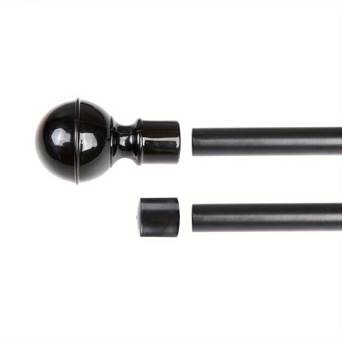 Black Adjustable Dual Curtain Rod Set 16-94 Inches with Hardware and Installation Kit