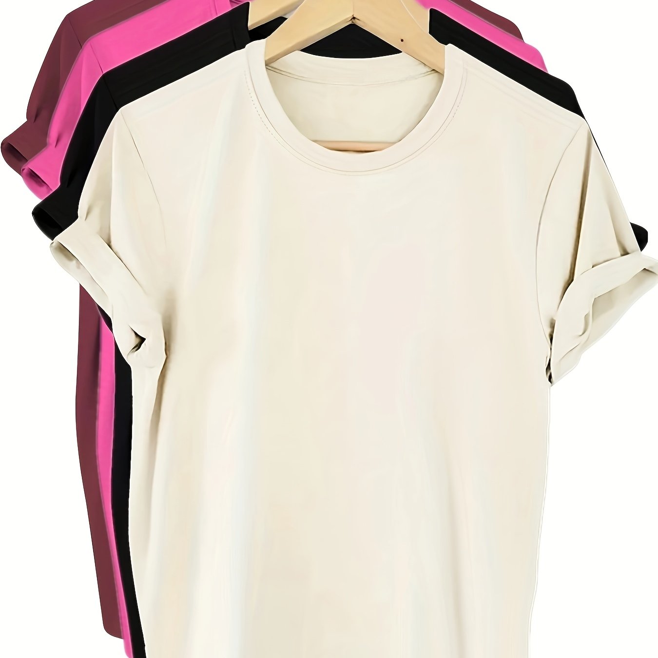 Plus Size Cotton T-Shirts 4 Pack Short Sleeve Crew Neck Casual Women