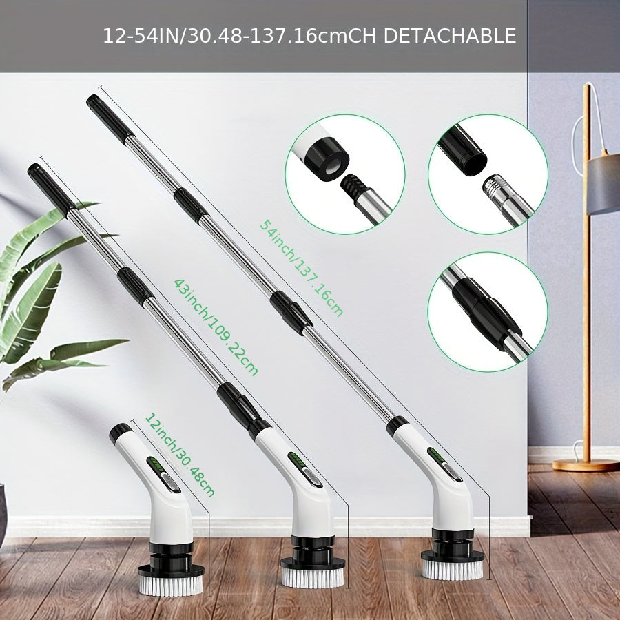 7-в-1 Беспроводной электрический набор щеток для чистки с поворотной головкой и 7 сменными насадками