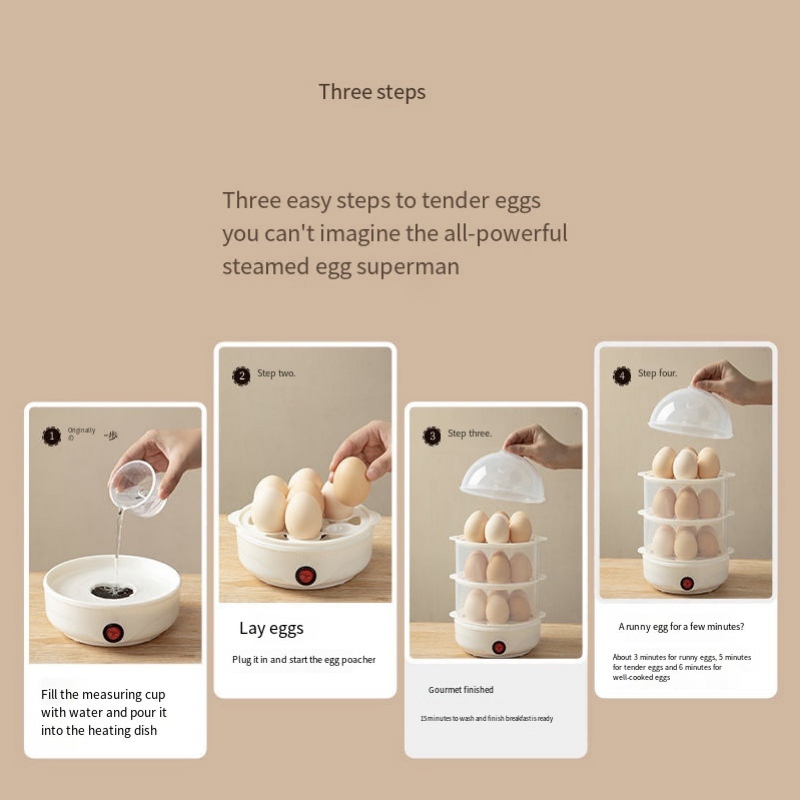 Электрическая яйцерезка для 14 яиц, режимы мягкого, среднего и твердо вареного, автоматическое отключение, бесшумная