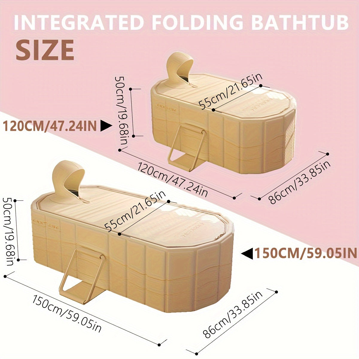 Portable Folding Bathtub with Lid for Home Balcony Patio Use