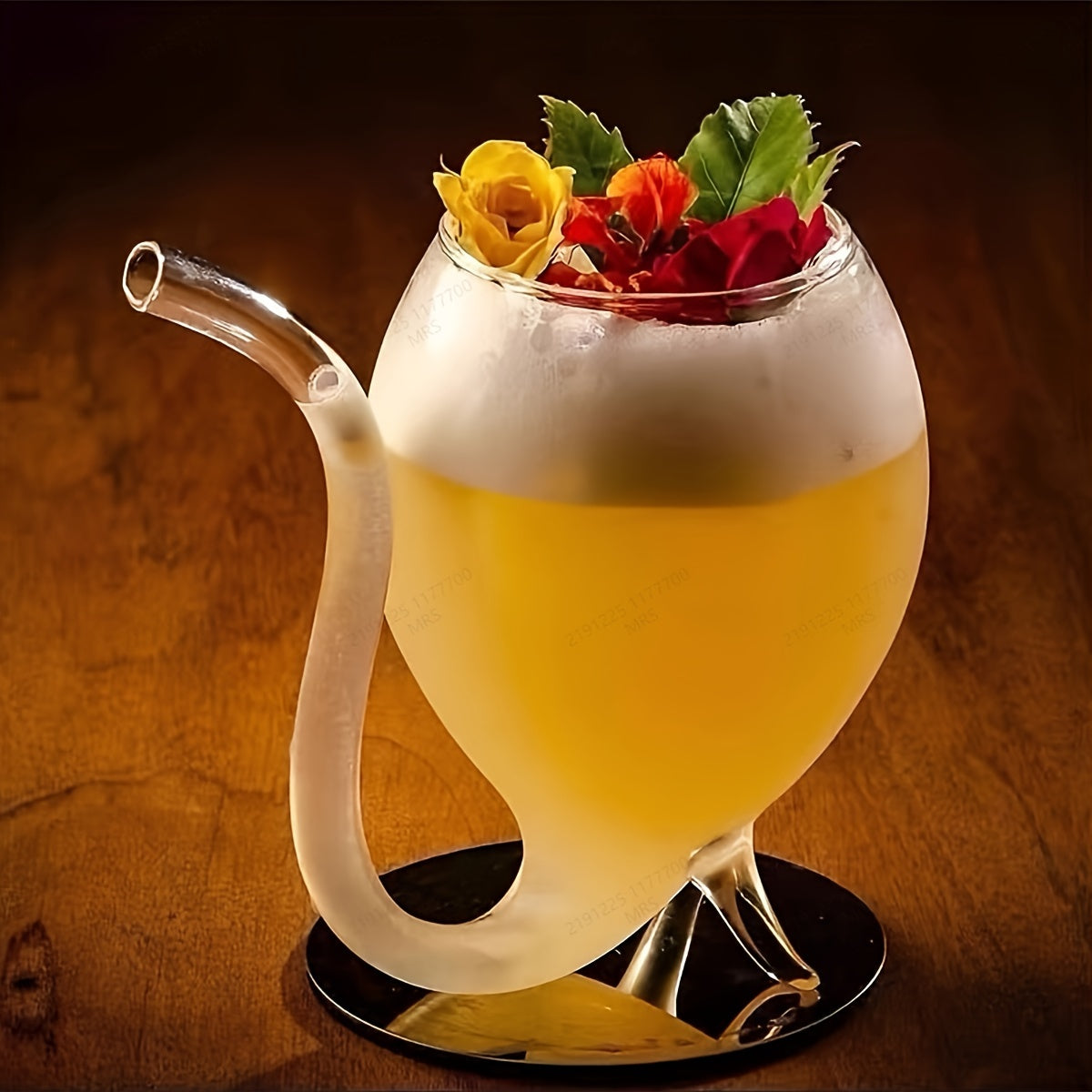 Transparent Glass Vampire Wine Goblet with Drinking Tube Elegant Drinkware