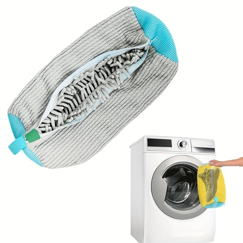 Bolsa de lavado para zapatos de poliéster con cremallera, protector ovalado para lavandería y zapatos