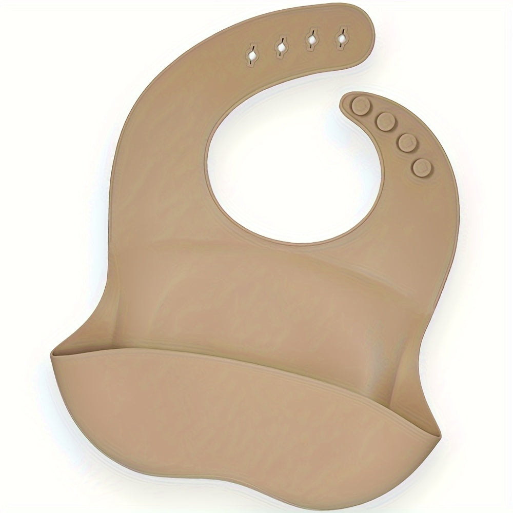 Baby Silicone Bibs Solid Colors Waterproof Adjustable Soft BPA-Free Food Catcher