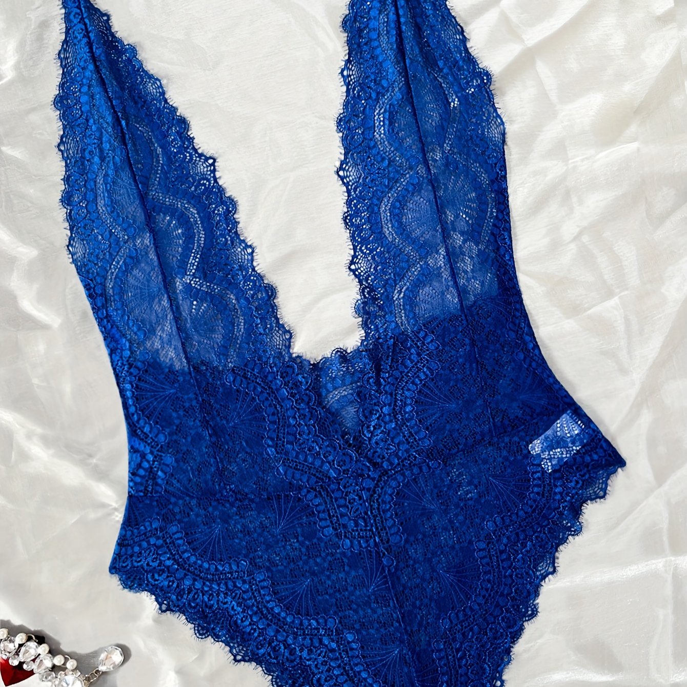 Lingerie Teddy with Plunging Neckline and Strappy Back