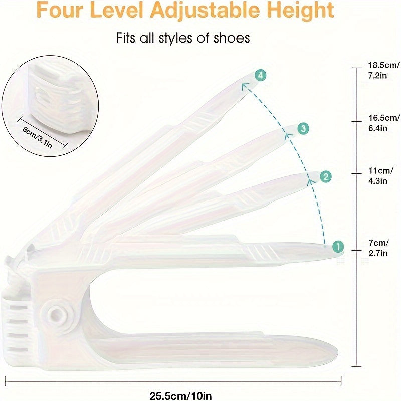 Регулируемая складная обувная полка на 10 пар - Компактное пластиковое решение для хранения в прихожих, спальнях и общежитиях - Двухуровневый дизайн максимизирует пространство - Удобное решение для хранения обуви в домашних условиях для обувных шкафов
