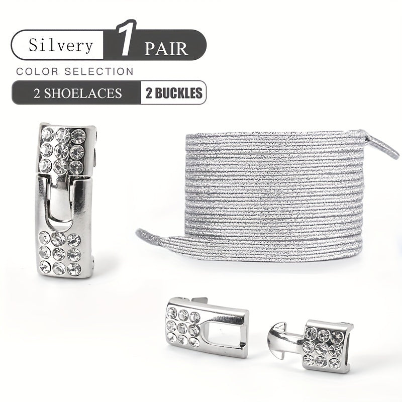 Uniseks elastik loqonlar uchun shnurlash tasmalari, rhinestone buckles bilan, sneakers va kanvas uchun