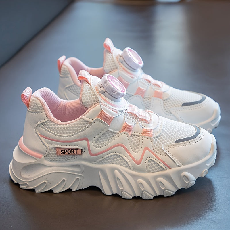 Unisex Breathable Mesh Casual Sneakers for Men and Women White Pink Black Low Top Round Toe Durable Athletic Shoes