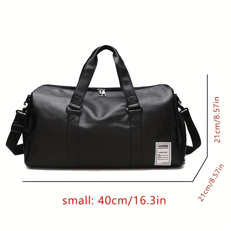 Travel Bag with Shoe Compartment and Water-Resistant PU Material for Sports and Travel