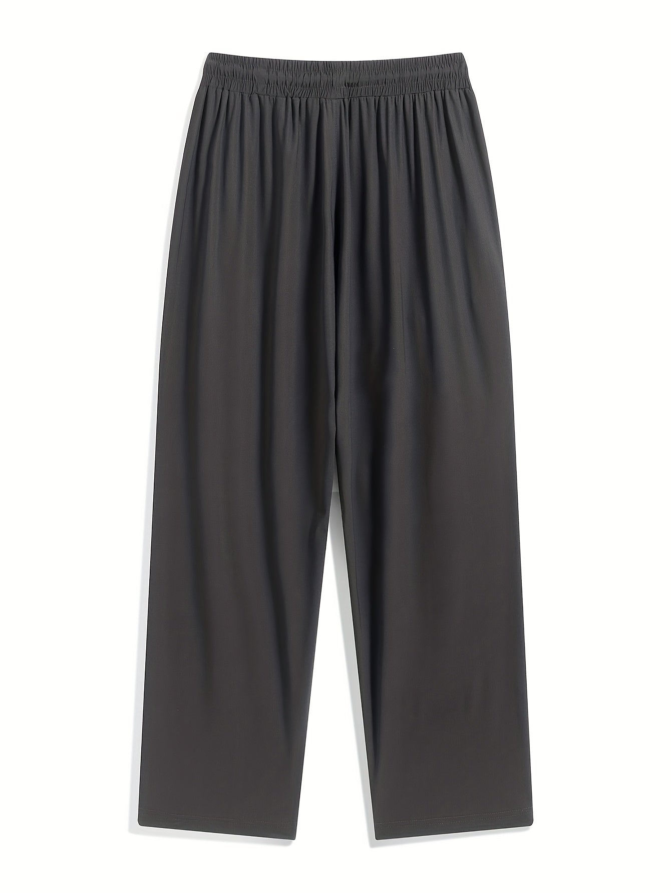 Pantalones largos de corte ajustado para hombre, talla grande, verano casual, color sólido, tela elástica