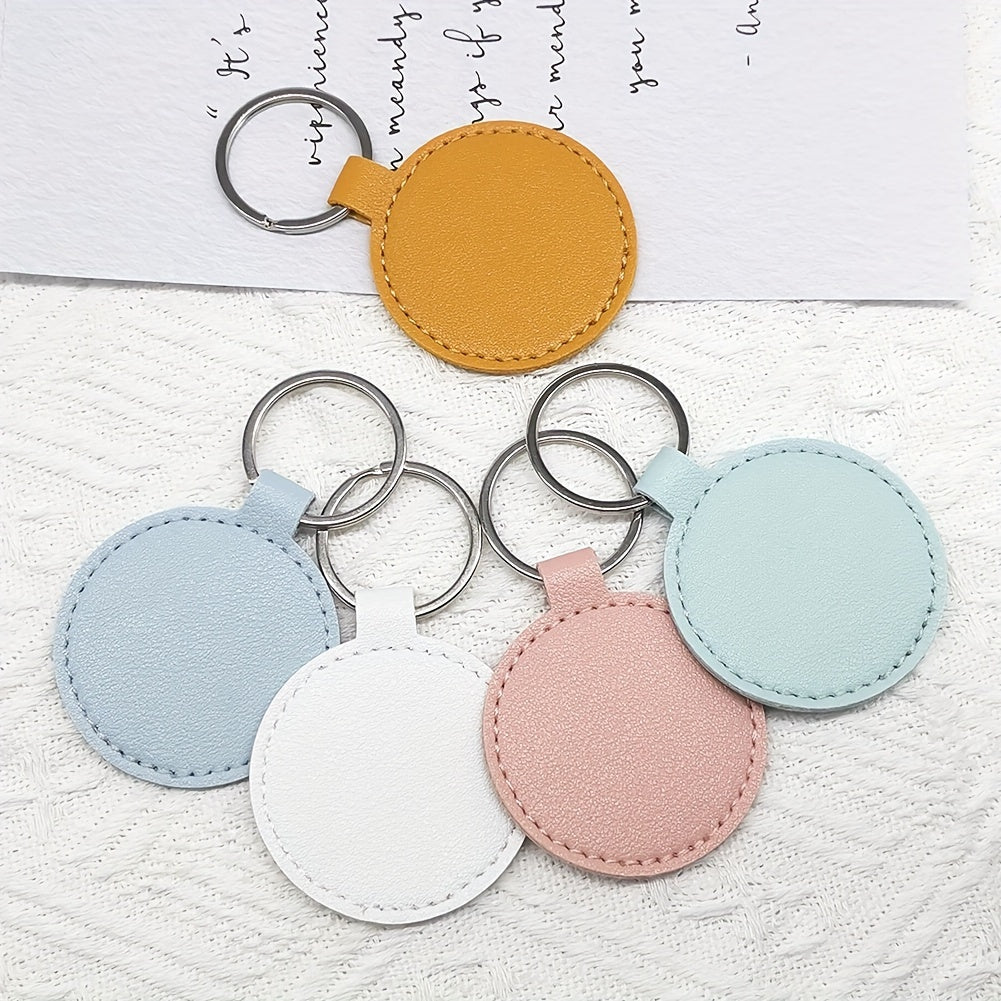 DIY Leather Keychain Kit 15/20 Pieces Round PU Leather Blanks for Men Women