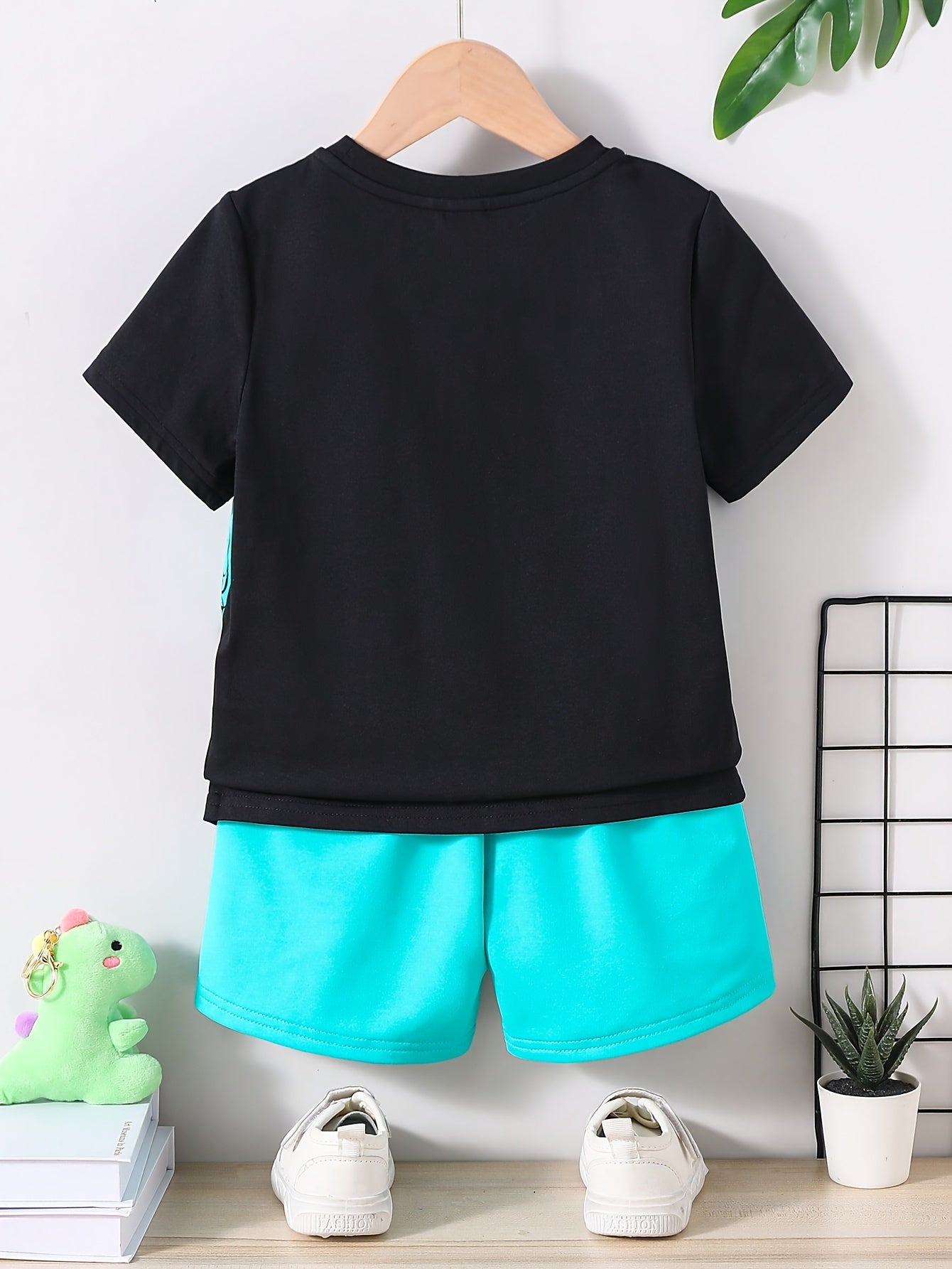 Boys' Dinosaur Print T-Shirt and Shorts Set Polyester Blend Summer Casual Kids 12 and Under