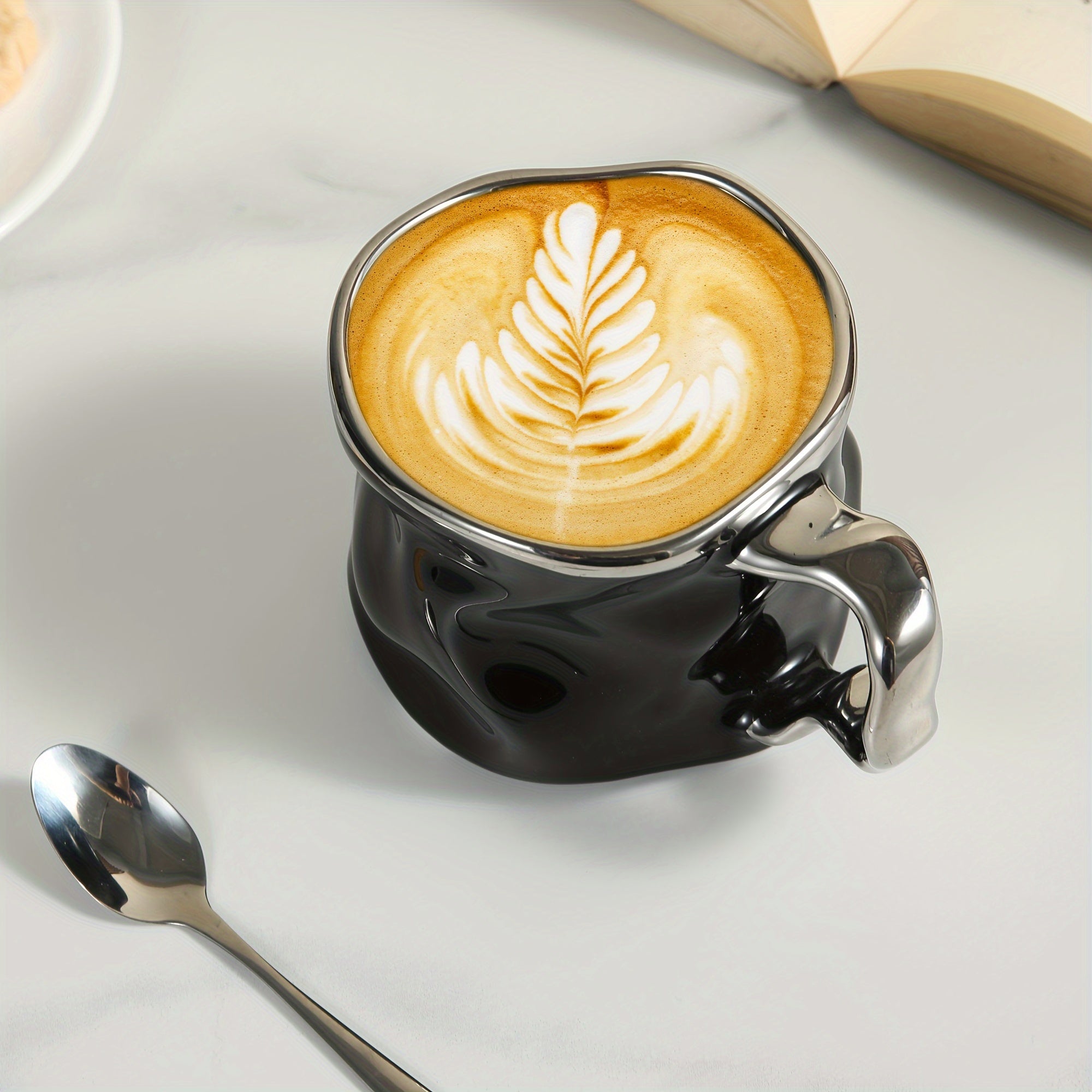 Creative Crinkled Ceramic Mug 12oz Coffee Cup with Unique Texture