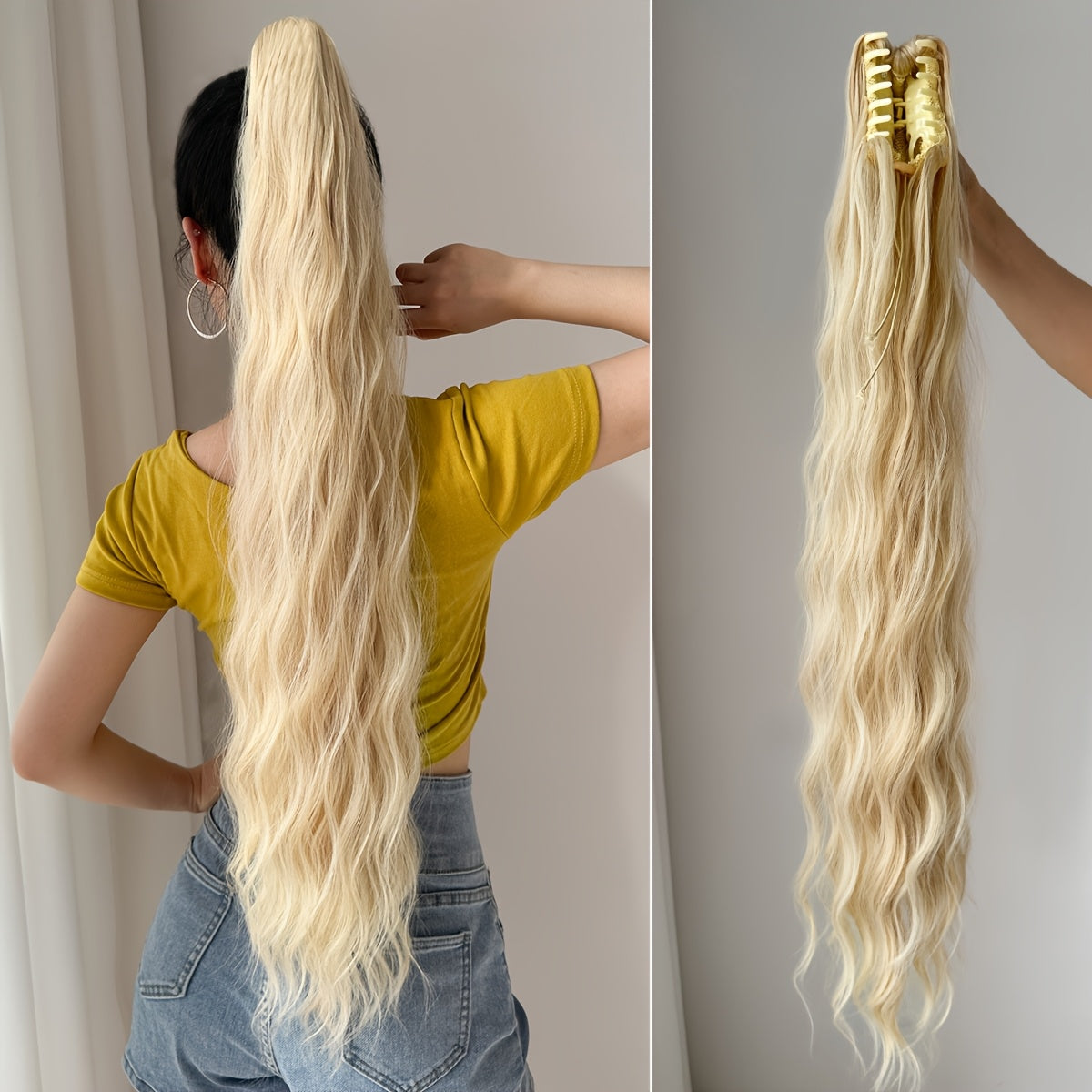 Ombre Water Wave Synthetic Ponytail Hair Extension for Women 81.28cm Heat Resistant