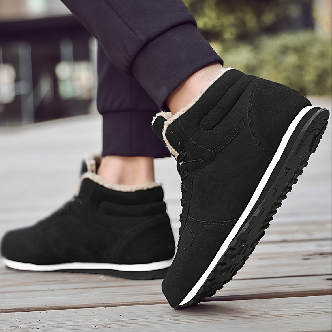 Men's Winter Snow Boots Waterproof Short Lace Up Plush Lining Outdoor Hiking