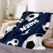 Personalized Football Flannel Blanket with Custom Name Cozy Throw for Couch Bed and Travel
