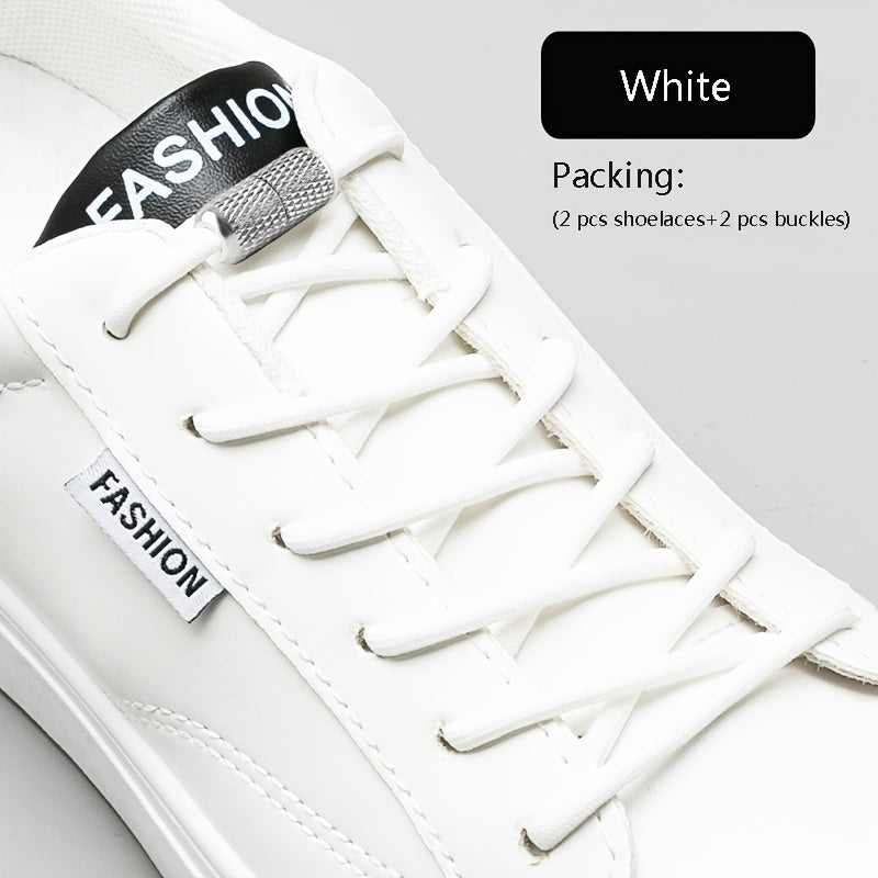 Unisex Elastic No-Tie Shoelaces Round Tapered Durable Acetate Cord