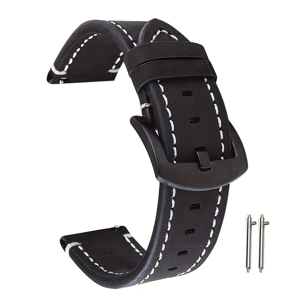 Retro Cow Leather Watch Band 20mm 22mm 24mm with Quick Release Buckle