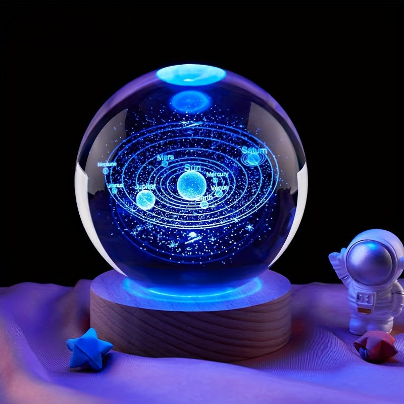 USB-Powered 3D Laser Crystal Ball Night Light Galaxy Design for Home Decor and Gifts