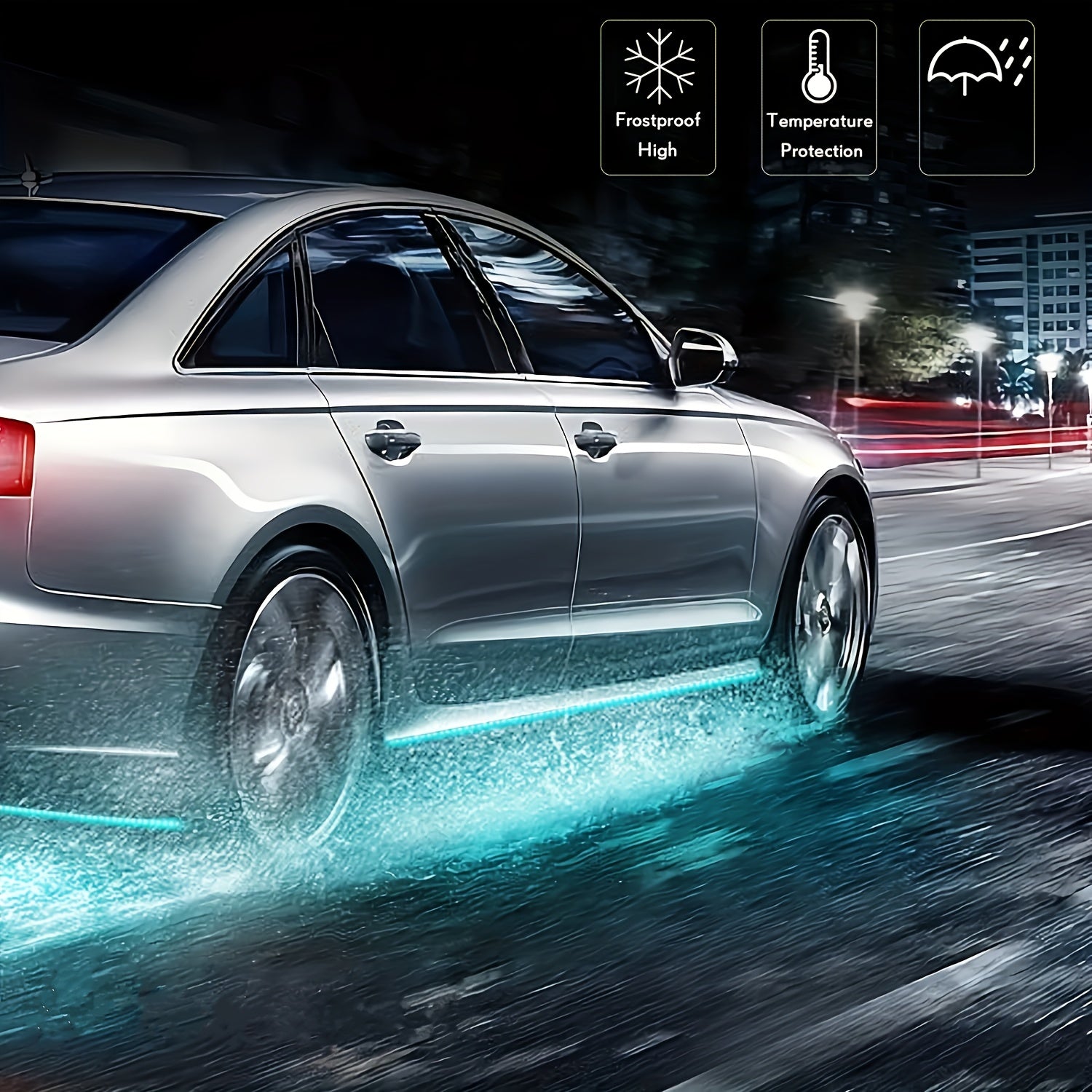 4PCS RGB Car Underglow Neon Strip Lights | 8 Colors, Music Sync, Wireless Remote