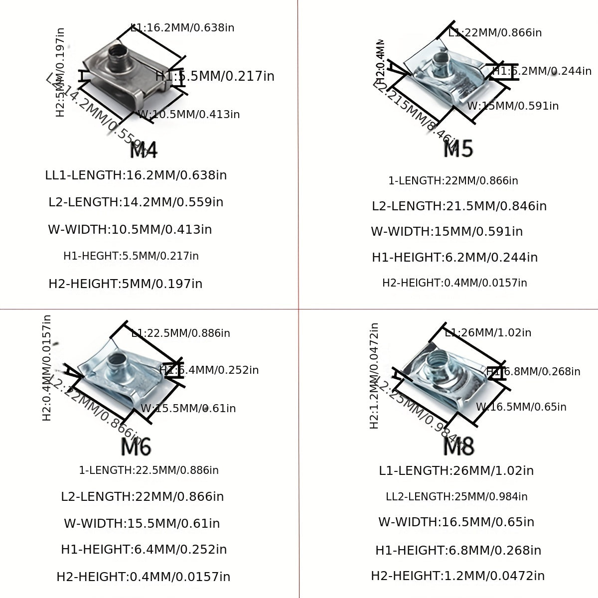 Conjunto de clips en forma de U de acero manganeso surtido para fijación en motocicletas y automóviles
