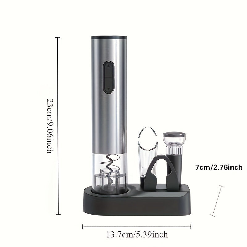 Electric Wine Bottle Opener Stainless Steel CD Pattern Automatic Corkscrew Battery Operated