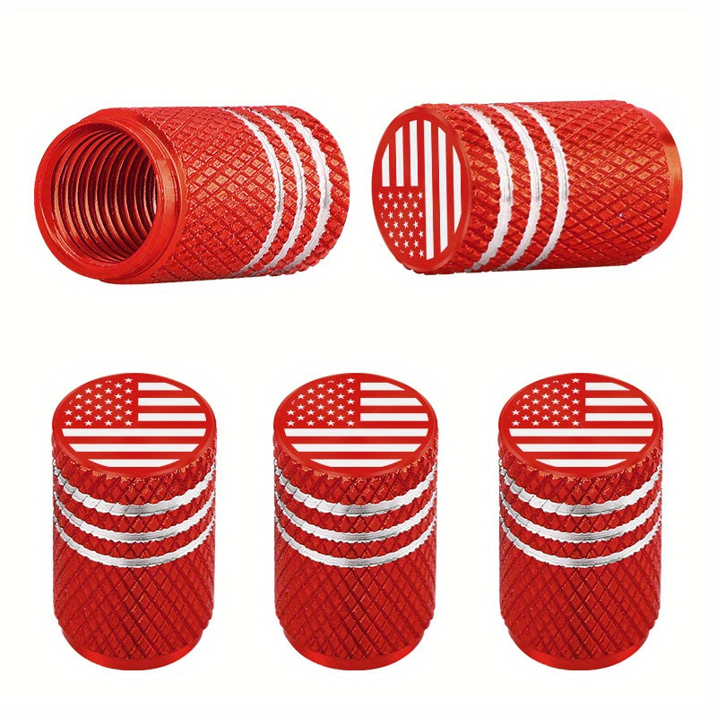 5pcs Patriotic American Flag Aluminum Alloy Tire Valve Caps Leak-Proof Corrosion-Resistant