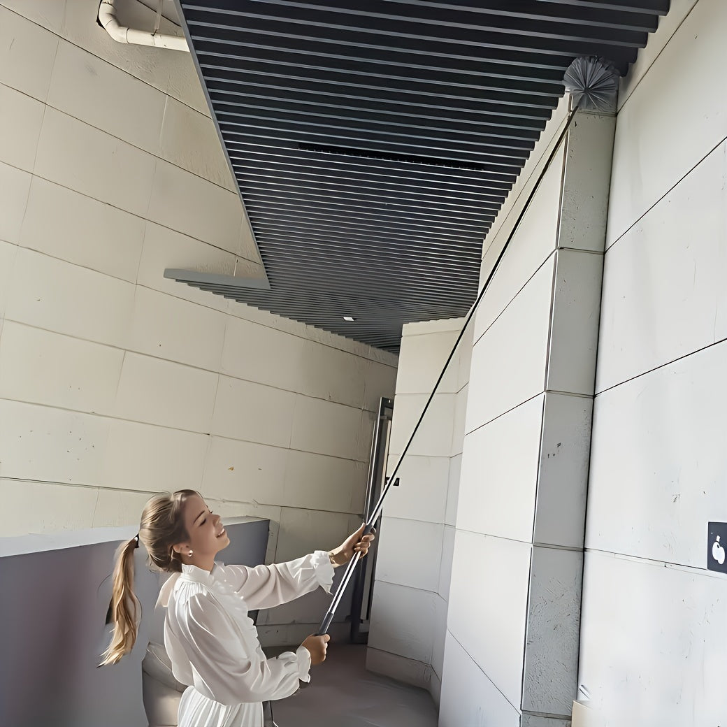 2-in-1 Window Cleaning Brush Set with Extendable 317cm Stainless Steel Pole