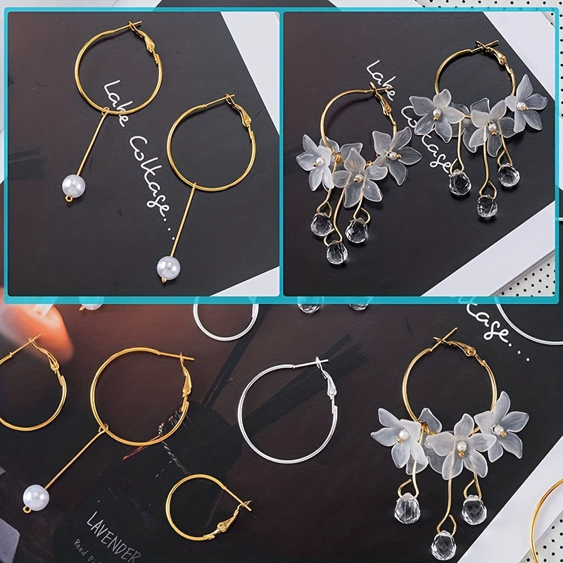 Set of Silver and Gold Plated Ferric Earring Hoops for DIY Jewelry Making