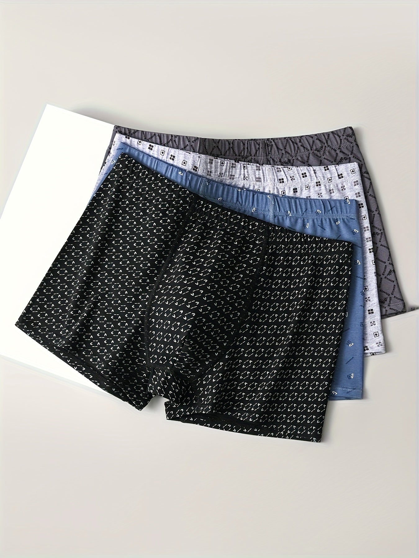 Men's Large Cotton Underwear 4 Pack Loose Fit Mid-Waist Trunks for Middle-Aged and Elderly Fathers