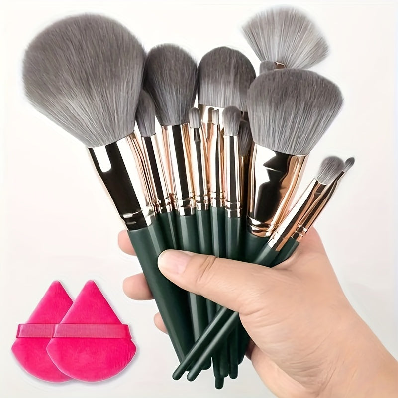 14pcs Makeup Brush Set with Synthetic Bristles for Face Eyes Lip Hypoallergenic