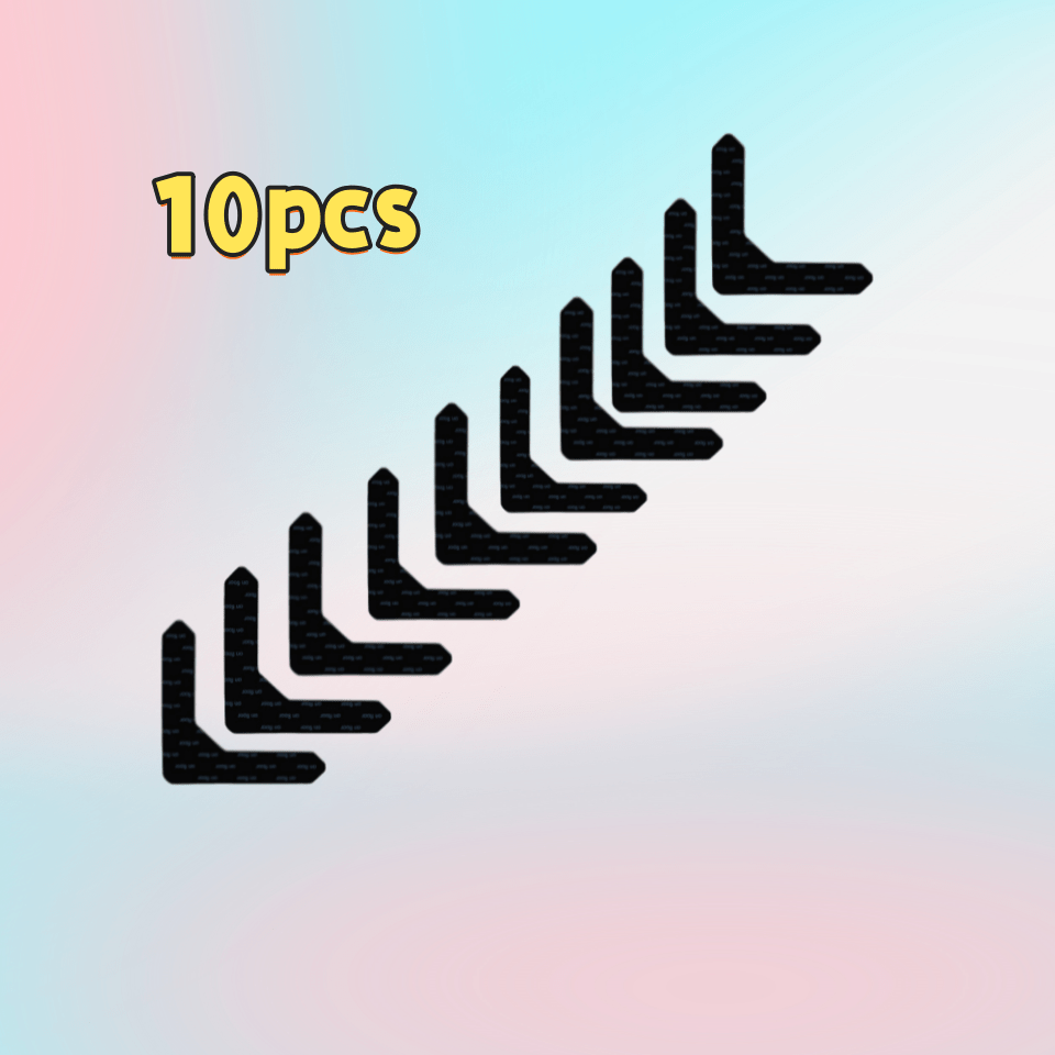 Juego de 10 clips de esquina reutilizables con cinta antideslizante de doble cara para suelos de madera dura y baldosas