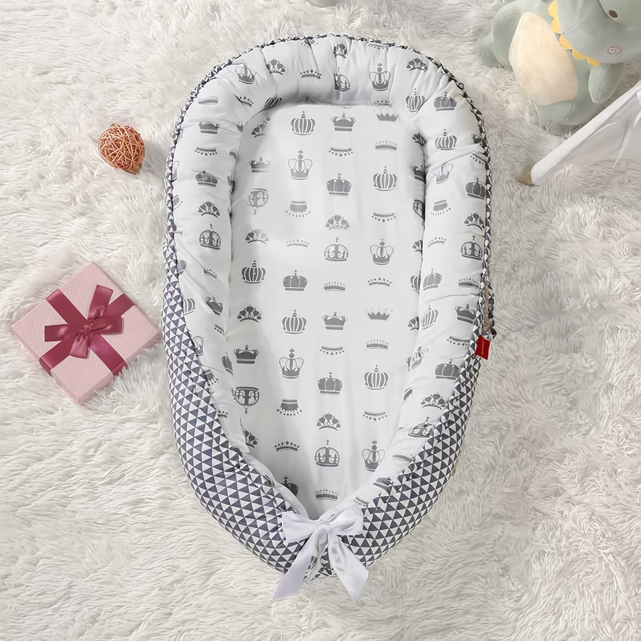 Kids Travel Bed Portable Foldable Washable with Anti-Pressure Cotton and Removable Pillow