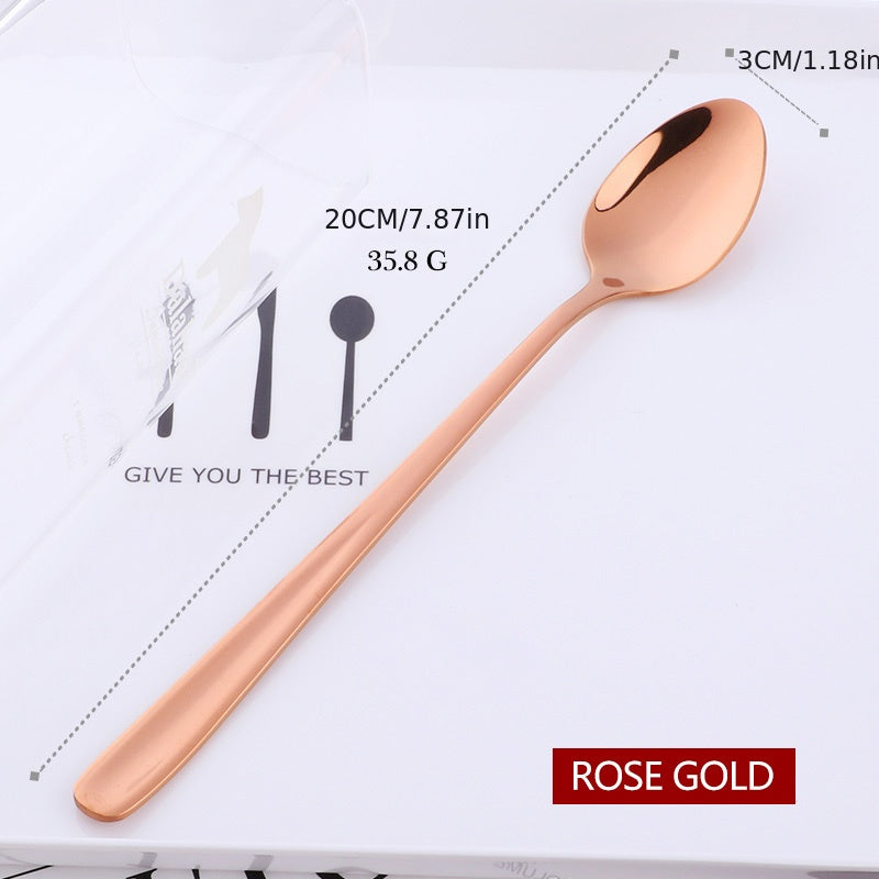 Long Handle Rainbow Ice Cream Spoon Stainless Steel Stirring and Mixing Tool