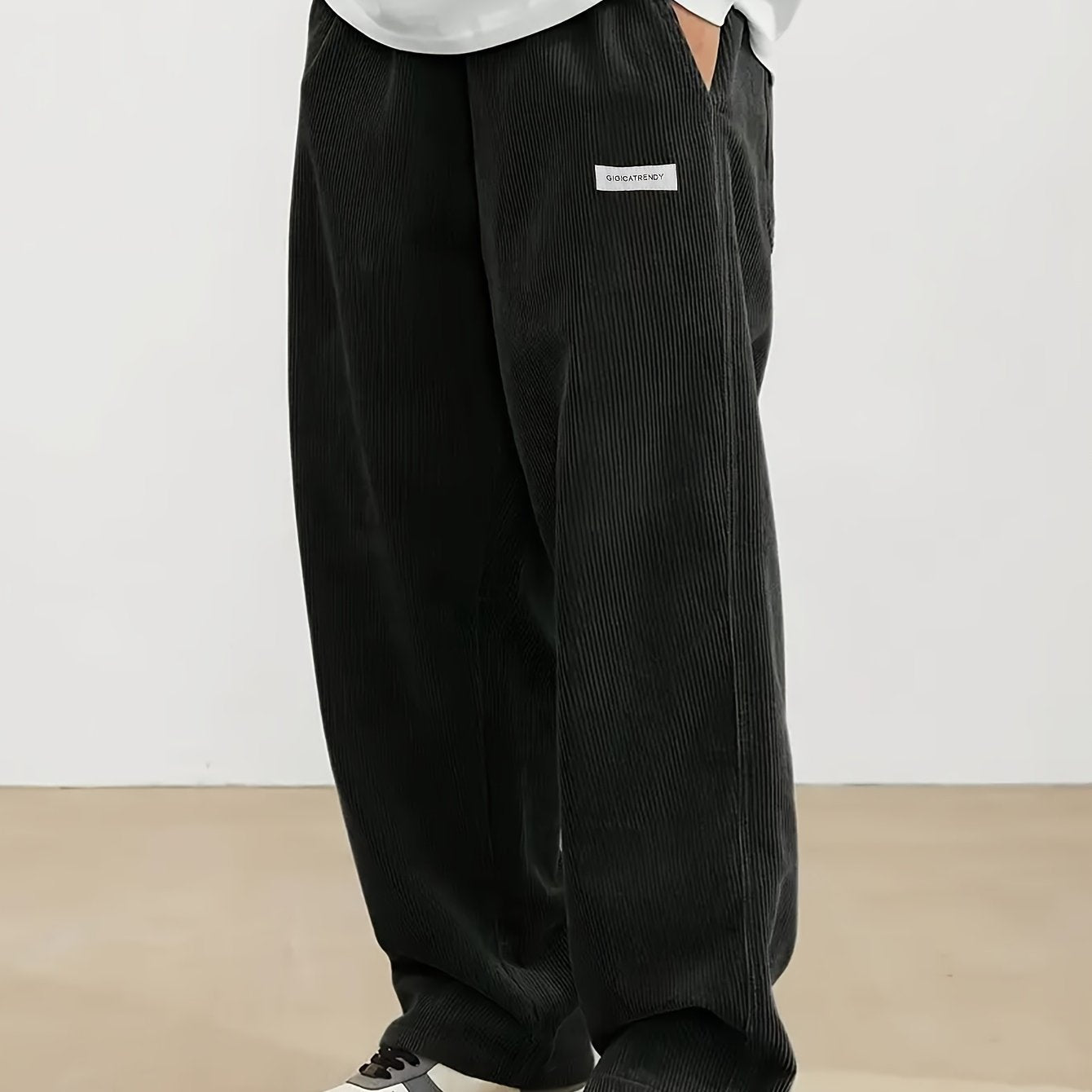 Men's Casual Corduroy Pants with Drawstring Waist for Outdoor and Commuting