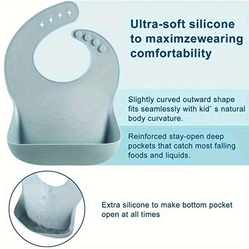 Baby Feeding Set 6 Pieces Silicone Includes Suction Bowl Divided Plate Spoon Fork Sippy Cup Bib