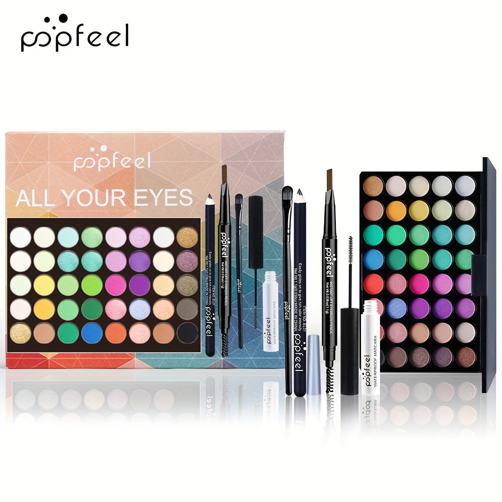 Set de maquillaje de ojos para mujer paleta de sombras delineador máscara lápiz de cejas