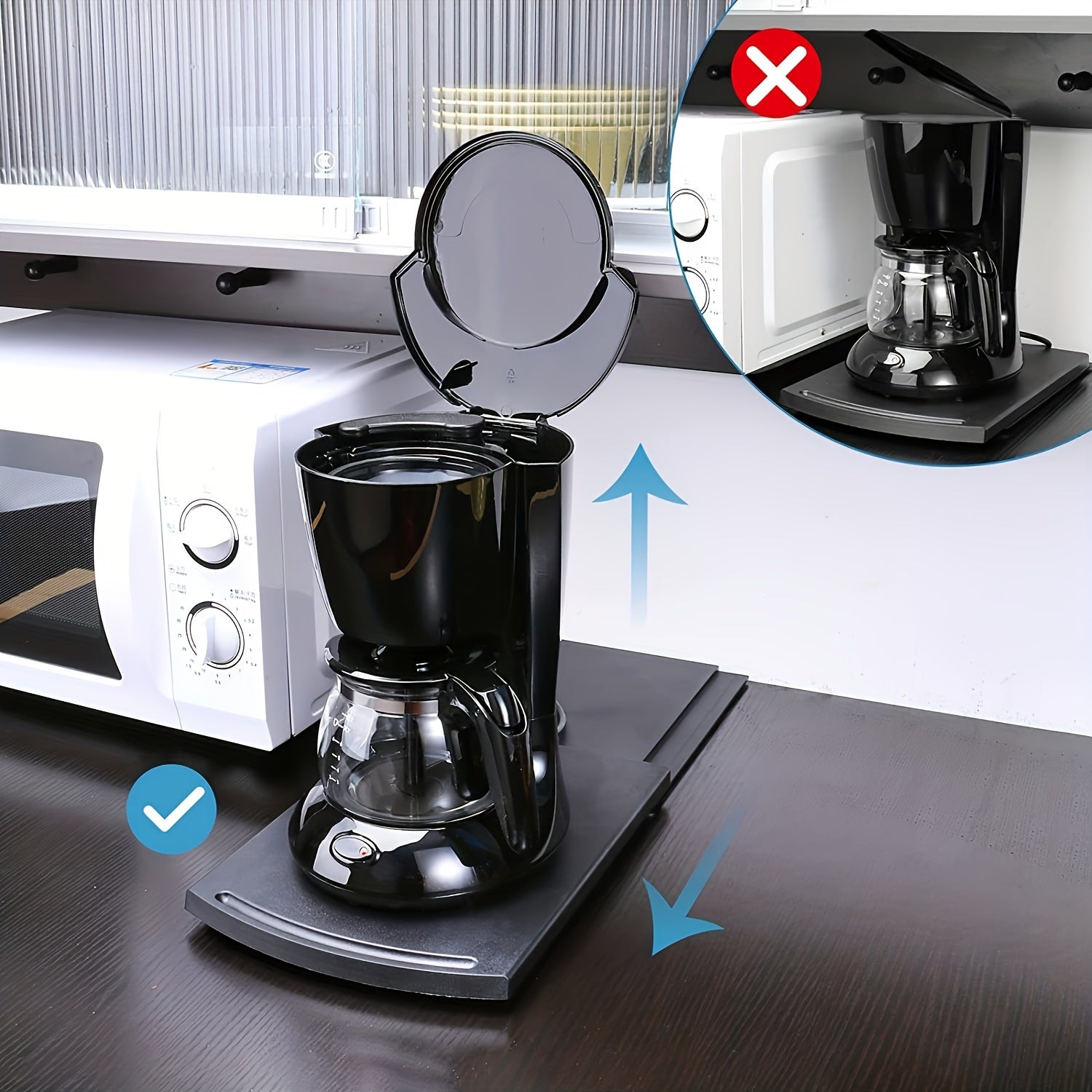 Sliding Coffee Maker Tray Kitchen Appliance Moving Caddy 30.48cm Countertop Slider