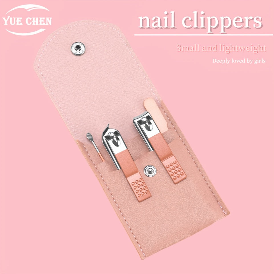 Pink Nail Care Set for Girls with Stainless Steel Tools and Storage Case