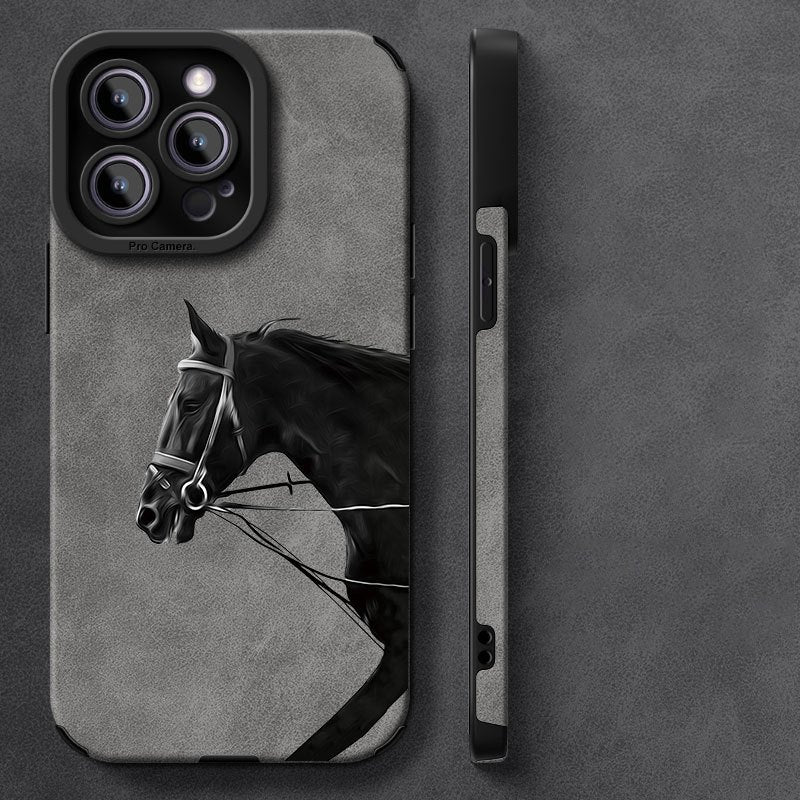 Stylish War Horse TPU Phone Case for iPhone 7 to 13 Pro Max with Lens Protection