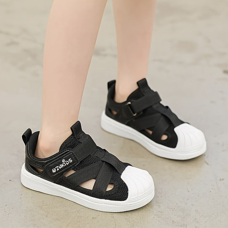 Zapatillas de malla para niños en azul y blanco, ligeras, antideslizantes, para uso casual y al aire libre