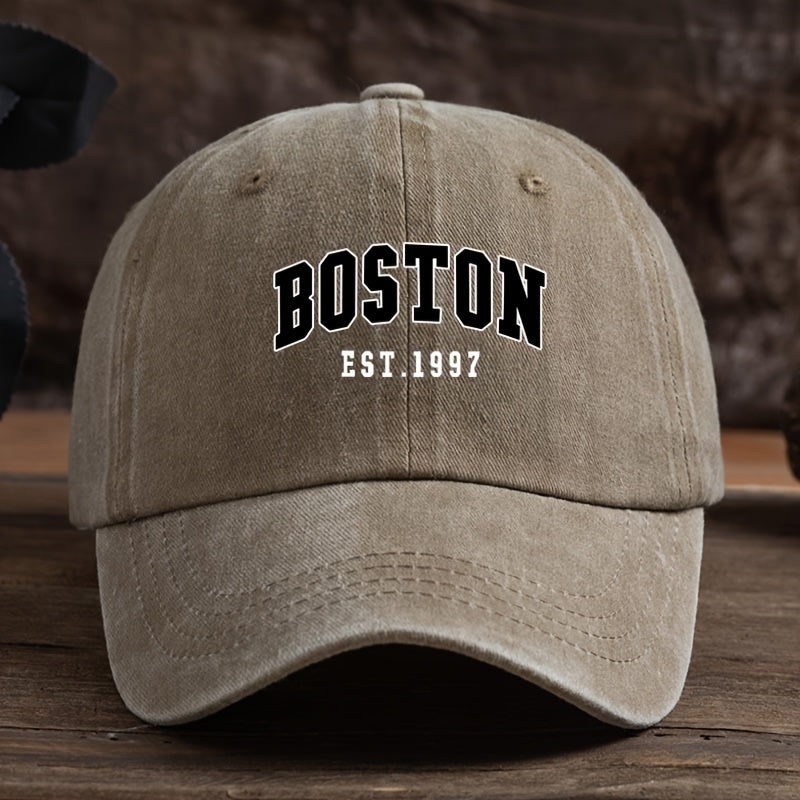 Boston Est. 1997 Unisex Moda Beysbol Shlyapa, O'zgaruvchan Qiya Qirralar bilan, To'qilgan Matodan Yasalgan, Oson Parvarish, Mashinada Yuvish/Quruq Tozalash mumkin.